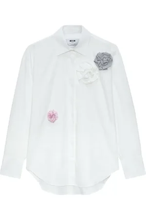 Msgm Camisa de popelina con apliques florales