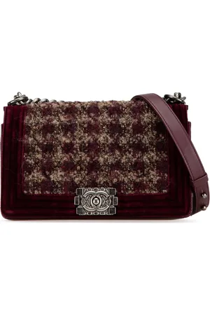 CHANEL Bolsa de hombro Medium Velvet Tweed Boy Flap 2013-2014