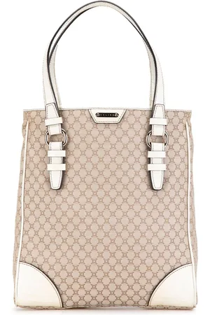 Céline Tote Embossed Leather-Trimmed Macadam Canvas 2008