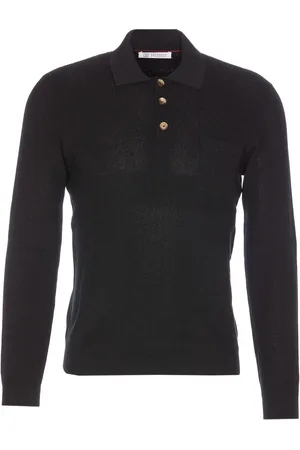 Brunello Cucinelli Playera tipo polo tejida de canalé
