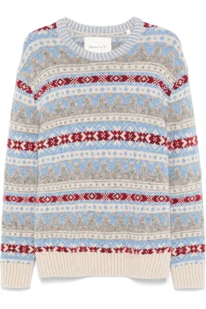 GANT Suéter de tejido fair isle con cuello redondo