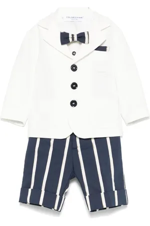 COLORICHIARI Set de shorts, camisa y blazer con motivo de rayas