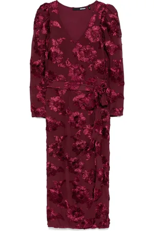 ROTATE Vestido cruzado con aplique floral