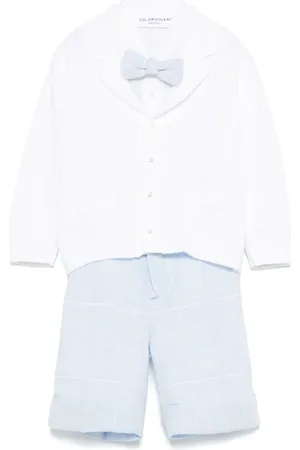 COLORICHIARI Set de shorts, camisa y cárdigan con motivo a rayas