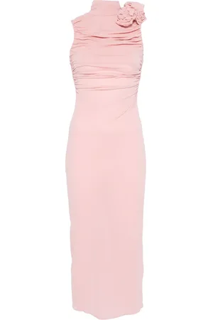 MAGDA BUTRYM Vestido midi fruncido con cuello redondo