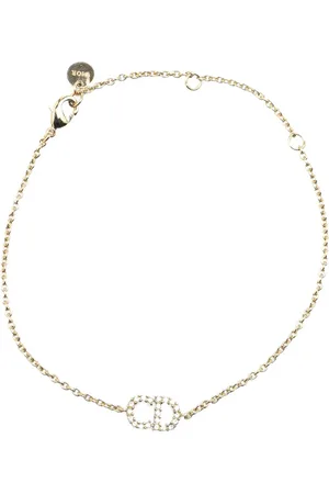Dior Pulsera 20th Century Gold Plated CD Logo Rhinestone Bracelet