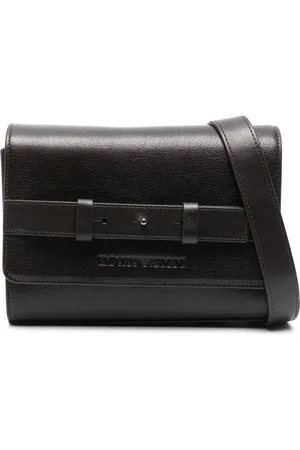 Emporio Armani Mochila tipo mensajero con logo en relieve