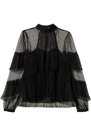 Twin-Set Blusa de tul con volantes
