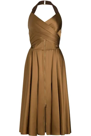 Patou Vestido midi con diseño satinado y cuello halter