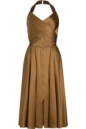 Patou Vestido midi con diseño satinado y cuello halter