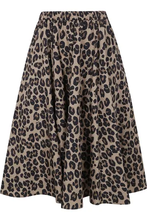Aspesi Falda plisada con estampado de leopardo