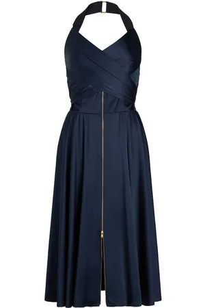 Patou Vestido midi con diseño satinado y cuello halter