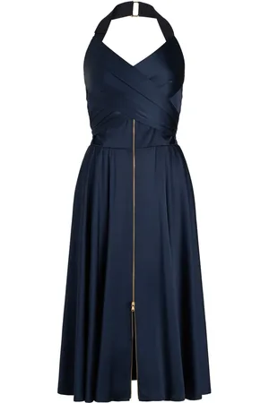 Patou Vestido midi con diseño satinado y cuello halter