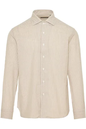 corneliani Camisa con botones y rayas estampadas