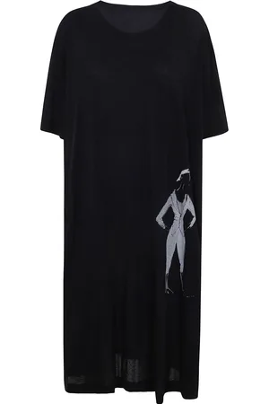 YOHJI YAMAMOTO Vestido midi con estampado gráfico