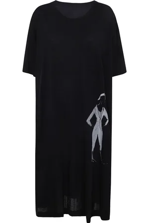 YOHJI YAMAMOTO Vestido midi con estampado gráfico