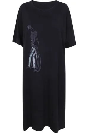 YOHJI YAMAMOTO Vestido midi con estampado gráfico