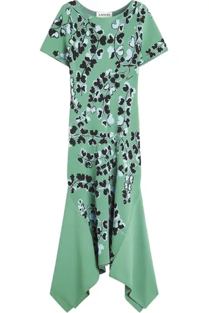 Lanvin Vestido midi con motivo floral en intarsia
