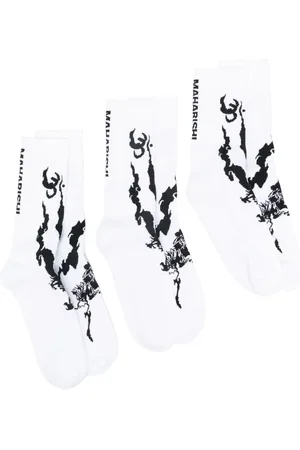 Maharishi Set de tres pares de calcetines Bonsai Dragon
