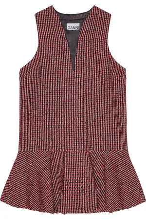 Ganni Vestido midi con cuadros estampados