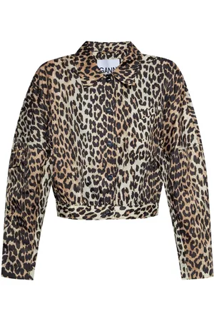 Ganni Chamarra con estampado de leopardo