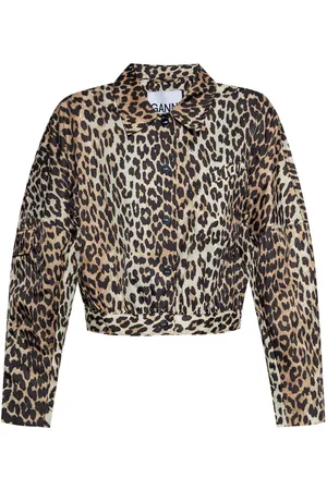 Ganni Chamarra con estampado de leopardo