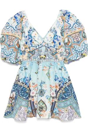 Camilla Vestido corto con mangas farol