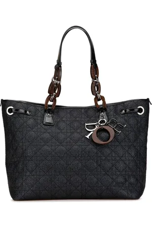 Dior Tote Large Coated Canvas Cannage Panarea Wood Chain 2010