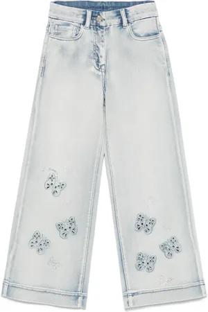 MONNALISA Jeans con mariposas bordadas