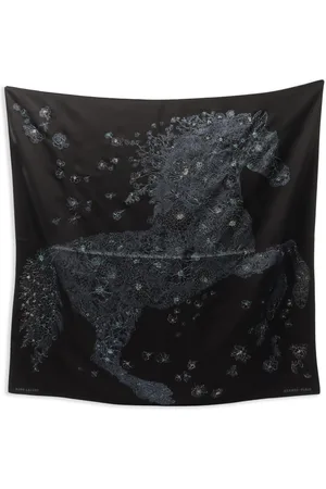 Hermès Mascada de seda con caballos estampados 2020