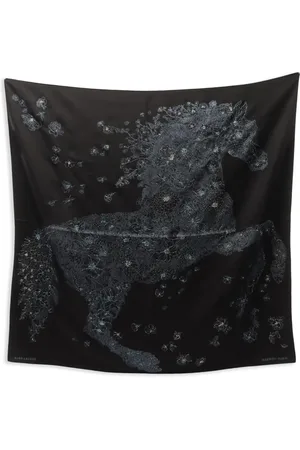 Hermès Mascada de seda con caballos estampados 2020