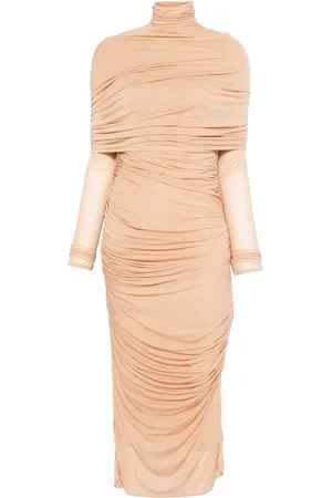 MUGLER Vestido midi con diseño fruncido