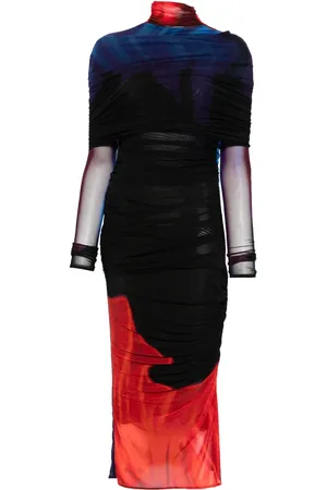 MUGLER Vestido midi con diseño fruncido