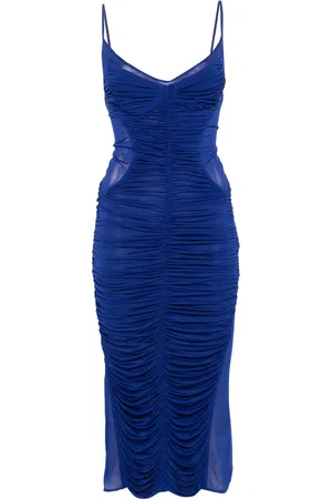 MUGLER Vestido midi con diseño fruncido