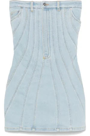 MUGLER Vestido de mezclilla mini strapless