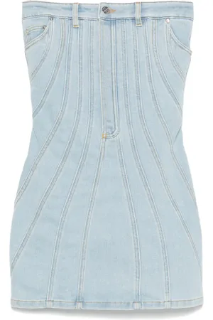 MUGLER Vestido de mezclilla mini strapless