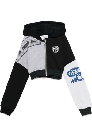 Marine Serre Hoodie corta con motivo gráfico