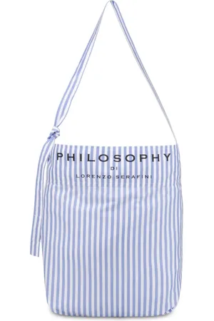 Serafini Bolsa de playa con logo estampado y motivo de rayas