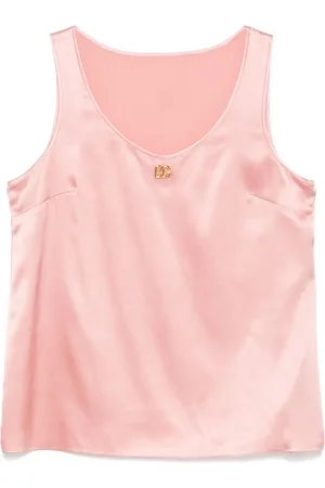Dolce & Gabbana Top satinado con placa del logo
