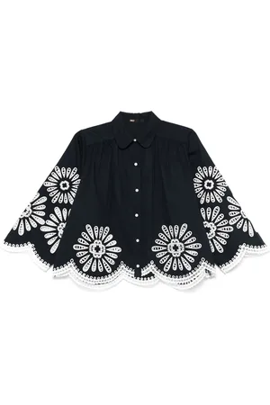 Maje Camisa con detalle de bordado inglés