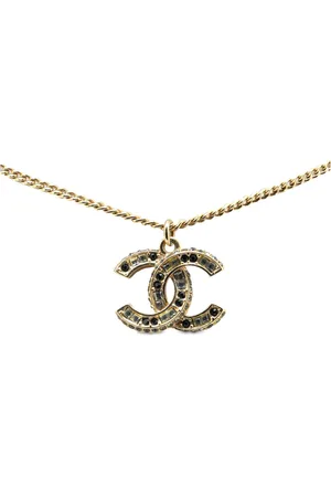 CHANEL Collar Gold Plated CC Crystal Pendant Necklace 2016