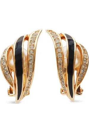 Dior Aretes de clip con detalles de strass 2000