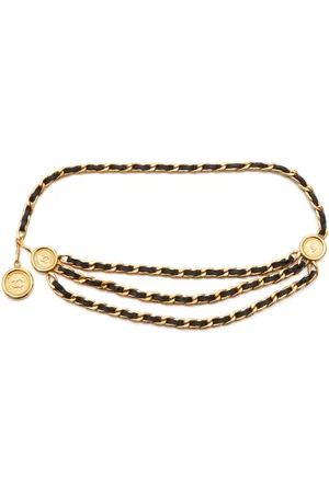 CHANEL Cinturón de cadena con dije del logo CC 1990