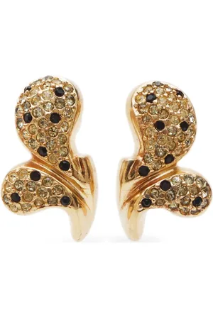 Dior Aretes de clip con detalles de strass 2000