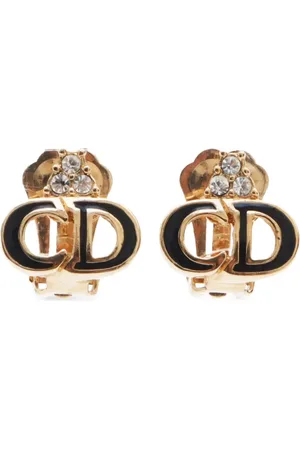 Dior Aretes de clip con detalles de strass 2000