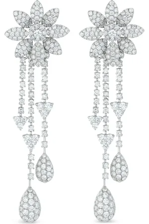 REWIND VINTAGE AFFAIRS Aretes con diseño floral en oro de 18kt con diamantes