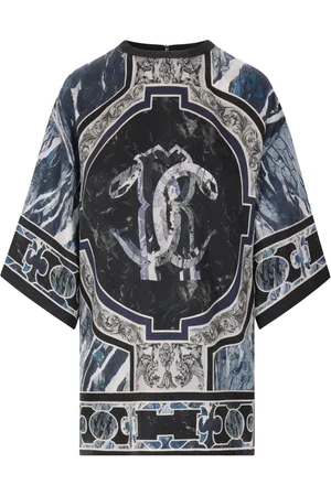 Roberto Cavalli Blusa de seda con estampado Marble