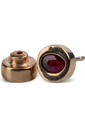 PARTS OF FOUR Arete en plata de ley bañada en oro rosa de 18kt con rubí