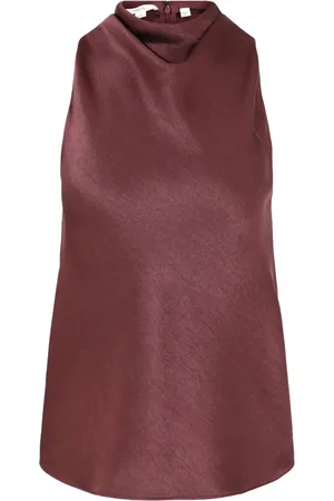 Vince Blusa satinada con cuello desbocado