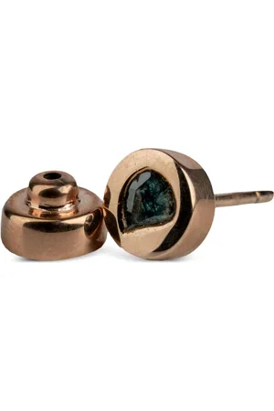 PARTS OF FOUR Arete pequeño en plata de ley bañada en oro rosa de 18kt con diamante azul